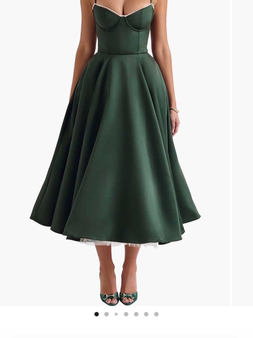 House of CB Dark Green satin midi dress